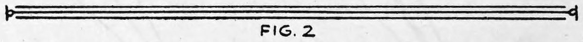 Fig. 2. — A thin tube drawn in outline with a small disc at each end, showing the rising wand with the elastic cord passing through it.