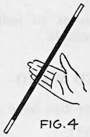 Fig. 4. — An open hand seen from the front with the wand slanting across the palm, clinging to it, with no support visible.