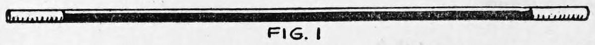 Fig. 1. — The Card in Egg wand, a hollow metal tube closed at one end, drawn as a long rod with a nickeled tip at each end.