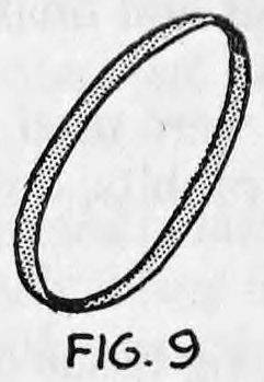 Fig. 9. — A single paper ring seen at an angle, a narrow band forming an oval loop.