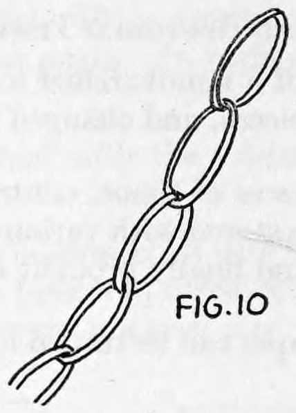 Fig. 10. — A chain of linked paper rings running diagonally up the page, the lowest rings trailing into loose strands at the bottom.