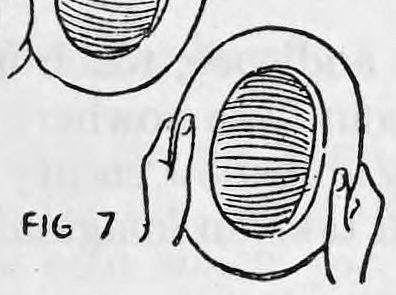 Fig. 7. — The hat tilted over, held by the right hand on the far edge of the brim while the left hand holds the near side.