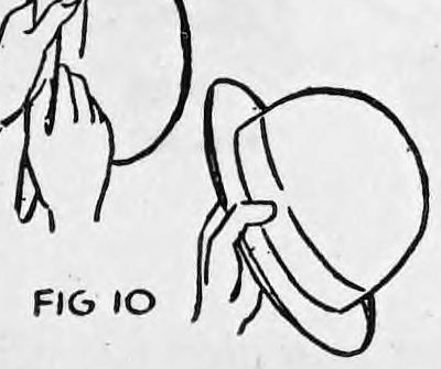 Fig. 10. — The hat held by the left hand alone after the right hand is removed from the brim.
