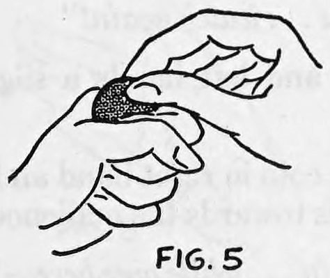 Fig. 5. — The right hand places the gold coin into the opening of the left fist between thumb and first finger.