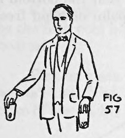 Fig. 57. — The magician stands naturally in a coat, arms hanging at his sides, showing how he looks while performing the effect.