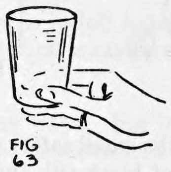 Fig. 63. — The right hand holds an empty glass near the bottom between thumb and first finger, with the palm shown openly.