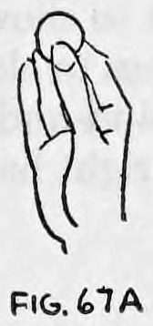Fig. 67A. — A hand held upright with the coin gripped at the finger tips, showing the coin held up before it is taken.