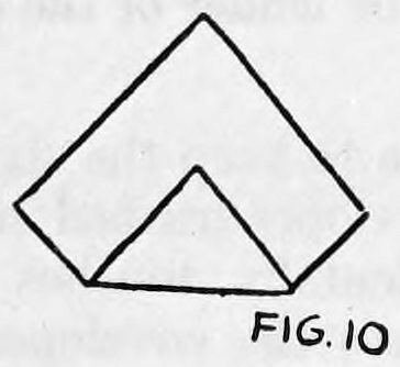 Fig. 10. — A square of paper with one corner folded over, forming a large triangle with a smaller triangle inside it.