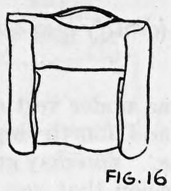 Fig. 16. — The package of three envelopes with the bottom folded up and the sides folded over to hold the envelopes in position, the top edge showing.