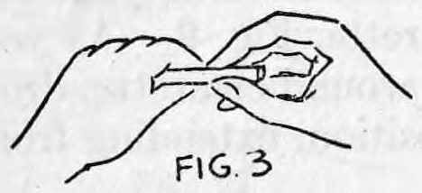 Fig. 3. — The right thumb and first two fingers run along the cigarette towards the closed left hand, the cigarette lying against the left fist.