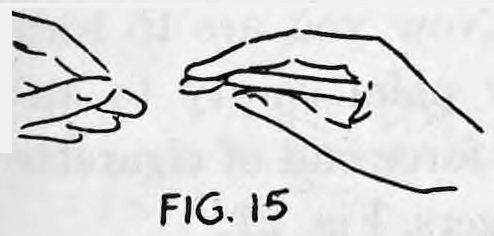 Fig. 15. — Right hand holds the cigarette in the crotch of the thumb, thumb pressed against it, as the left hand moves away.