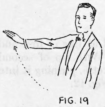 Fig. 19. — Performer with right arm raised to the side, back of the hand toward the audience, as the audience sees it.