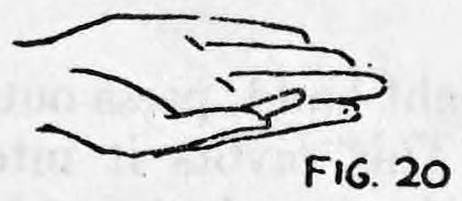 Fig. 20. — Right hand seen palm away from the audience, with the cigarette concealed against the palm.