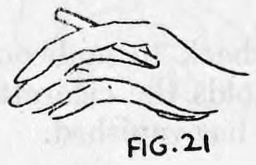 Fig. 21. — Right hand turned over, the end of the cigarette forced between the first and second fingers.