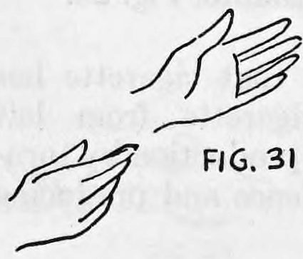 Fig. 31. — Right fingers curved inward to the palm while the open left hand is shown empty to the audience.