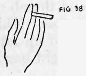 Fig. 38. — Right hand with the cigarette allowed to fall over the second finger, seen under cover of the left hand.