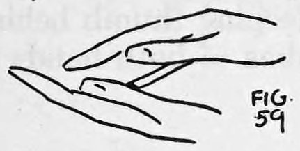 Fig. 59. — Hands in the position after turning, the right hand holding the cigarette while the left palm is shown open and empty.