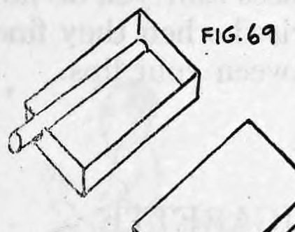 Fig. 69. — An open match-box drawer with a cigarette lying in it, one end passing through a hole cut in the end of the drawer.