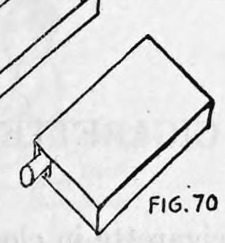 Fig. 70. — The closed match box with the drawer pushed into its cover, the cigarette end still showing through the hole at one end.