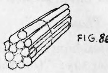 Fig. 86. — A small bundle of cigarettes wrapped together with thread or a rubber band, shown at a slant.
