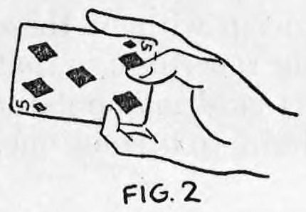 Fig. 2. — The first finger lies over the upper edge of the card and the little finger over its lower edge.