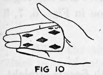 Fig. 10. — The base of the thumb pushes up on the card to move it from the palm toward the back of the hand.