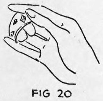 Fig. 20. — The right hand seen from the back with the fingers curled inward and the thumb on the corner of the back-palmed cards.