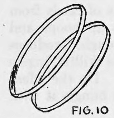 Fig. 10. — Two separated wooden embroidery hoops, one slightly larger than the other, shown at an angle.