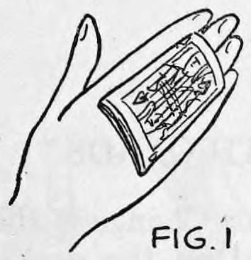 Fig. 1. — The right hand with its palm towards the audience, fingers spread, a small bundle of cards palmed against the back of the hand.
