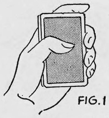 Fig. 1. — The left hand holds the deck face down, backs up, first finger at the upper narrow edge, other fingers curled around the right edge, thumb on the top card.