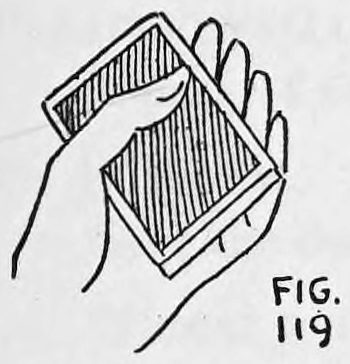 Fig. 119. — Section A has dropped into position and section B has fallen on top, completing the cut in one hand.