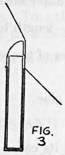 Fig. 3. — The card case with the deck of cards standing inside it, faces toward the front, and the thread running over the top edge.
