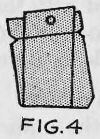 Fig. 4. — The trimmed card case, narrower at the top where a small button is tied on the thread, ready to fit the breast pocket.