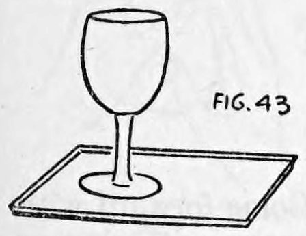 Fig. 43. — A stemmed glass goblet standing on a flat tray seen at an angle.