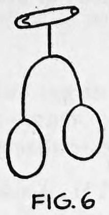 Fig. 6. — The wire egg holder with a safety pin across the top and two small loops hanging below it, empty.
