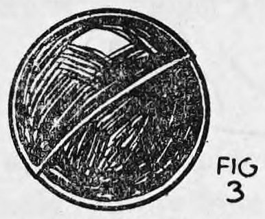 Fig. 3. — The half shell fitted over a ball, forming one apparent ball with a curved edge line across it where the shell ends.