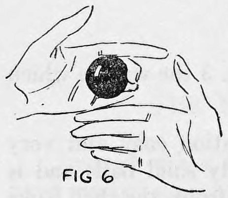 Fig. 6. — The right hand comes up under the left hand, which holds the ball in front of the body at vest height.