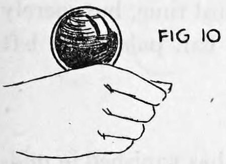 Fig. 10. — The right hand closed in a fist with the ball resting on top, as the audience sees it.