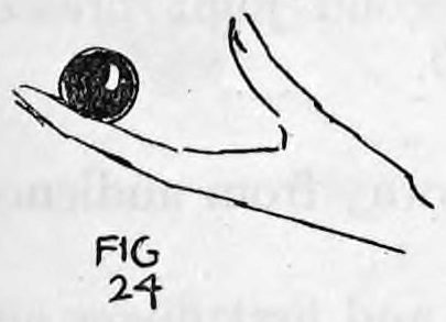 Fig. 24. — The left hand held out flat to the audience with a ball resting on the fingertips.