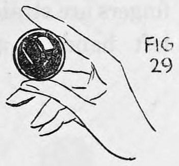 Fig. 29. — The right second finger comes down under the ball and shell held between thumb and forefinger, its second joint pressed upward on the ball.