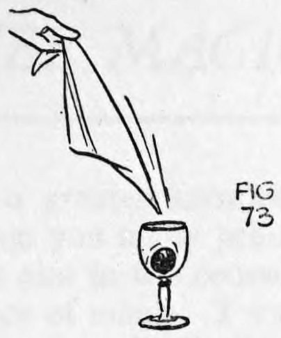 Fig. 73. — A hand jerks a silk upward away from a goblet, which holds the whirling ball.