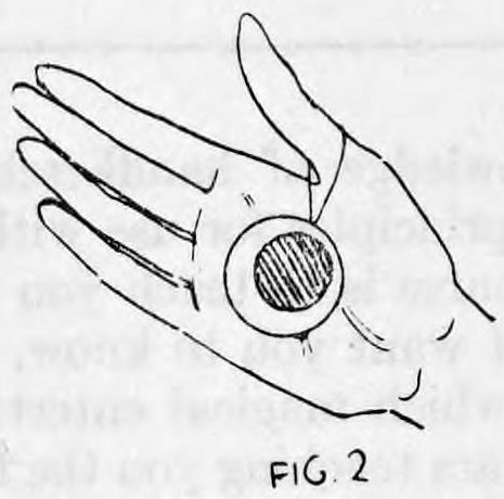 Fig. 2. — An open left palm seen from the front, with the round ball resting in the middle of the palm.