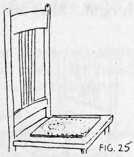 Fig. 25. — A dining chair seen from the side with the newspaper and plate lying on its seat.