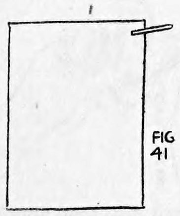 Fig. 41. — A rectangle representing the Union Jack, with the narrow strip of blue silk sewn to its upper right corner and extending outward.