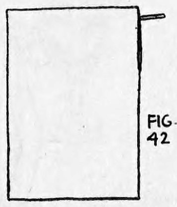 Fig. 42. — A rectangle representing the two Union Jacks sewn together, the small piece of blue silk extending from the opening at the upper right edge.
