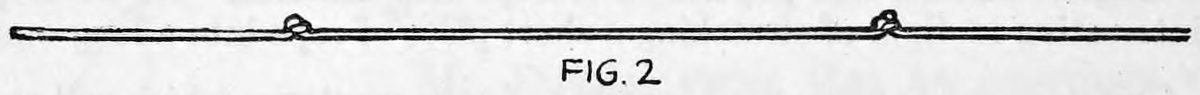 Fig. 2. — The six-foot rope lying straight, with a slip knot tied about eighteen inches in from each end.
