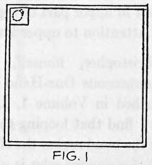 Fig. 1. — A square handkerchief with a border, seen flat; a small square pocket holding the ring is sewn onto the upper left corner.