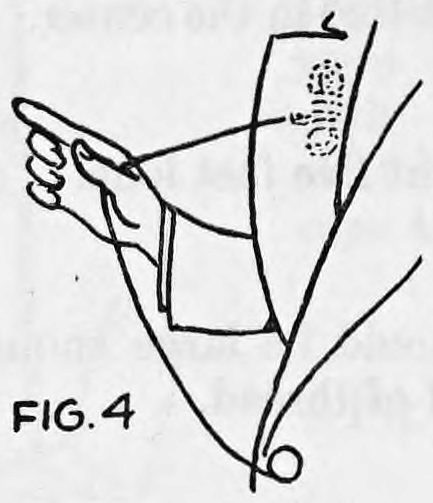 Fig. 4. — The right hand's thumb is slipped under the black silk thread running from the coat button to the rope bundle under the lapel.