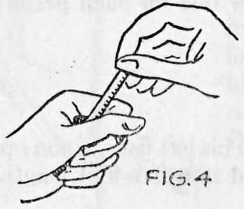 Fig. 4. — The right hand pushes the lighted cigarette, held in the left hand's grasp, into the thumb tip on the right thumb.