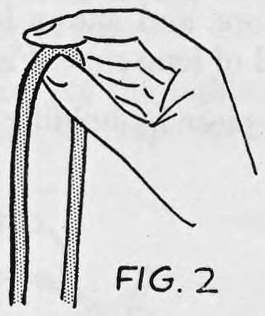 Fig. 2. — The right hand holds the center of the long rope between thumb and first and second fingers, the two ends hanging down.